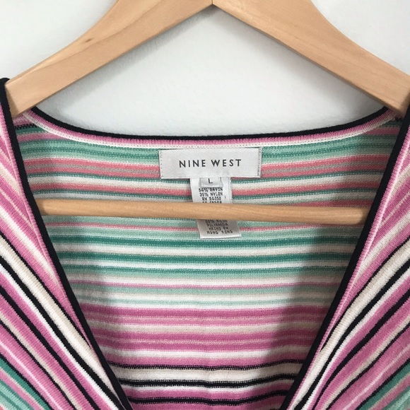 Nine West Striped Wrap Style Top - Picture 2 of 5
